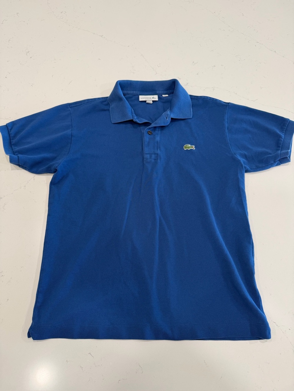 Lacoste Men’s Royal Blue Short Sleeve Polo with Crocodile Logo - Small